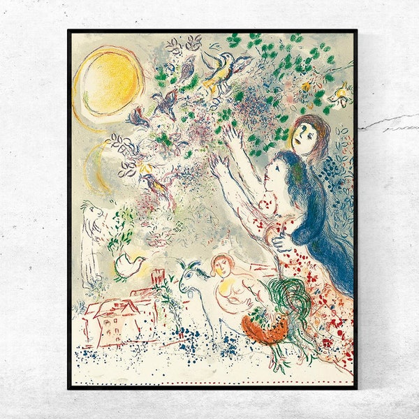 Chagall La chasse a lOiseau bleu-Marc Chagall,Home Office Dekor, NY Ausstellung Druck, Leinwand Wand Kunst Plakat, kundenspezifische Größen vorhanden