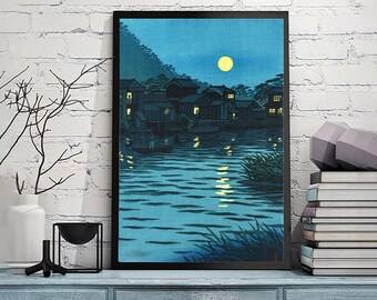 笠松史朗による日本のアートプリント「田植え」、木版画、ジクレー