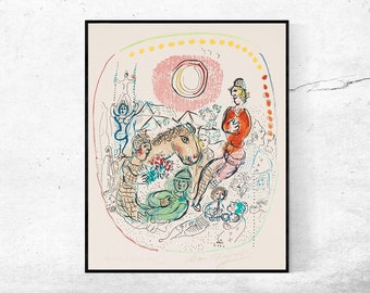Le jeu des arlequins, 1968-Marc Chagall,Home office decor,NY Exhibition Print,canvas Wall Art poster,Custom sizes available
