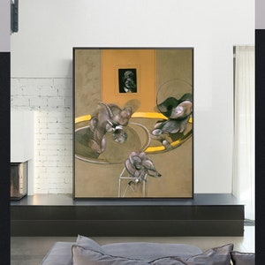 3人の人物と肖像画 - フランシス・ベーコン、ホームオフィスの装飾、モダンな壁の装飾、シュルレアリスムアート、キャンバスアート、ジクレープリント、カスタムサイズあり