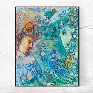 Le clown au Cirque, 1980-Marc Chagall, Home Office Dekor, NY Ausstellung Print, Leinwand Wand Kunst Poster, benutzerdefinierte Größen erhältlich