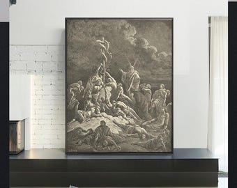 THE BRAZEN SERPENT-Gustave Doré,Antique Wall Art,Vintage Religious Giclee Art Print,Bible Verse Art,Custom sizes available