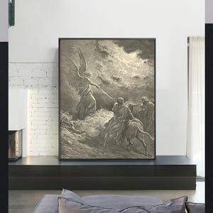 THE ANGEL APPEARING to balaam-Gustave Doré,Antique Wall Art,Vintage Religious Giclee Art Print,Bible Verse Art,Custom sizes available
