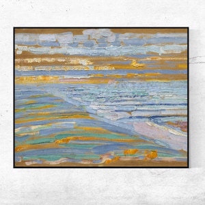 View from the Dunes with Beach and Piers,Domburg-Piet Mondrian,Giclee Print,Bauhaus wall Art,Home Decor,Wall Art,Custom size available