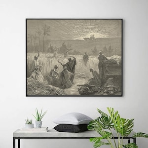 RETOUR van de ark aan BETH-SHEMESH-Gustave Doré, antieke muurkunst, vintage religieuze giclee-kunstdruk, bijbeltekstkunst, aangepaste formaten beschikbaar