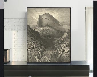 THE DOVE SENT forth from the ark-Gustave Doré,Antique Wall Art,Vintage Religious Giclee Art Print,Bible Verse Art,Custom sizes available