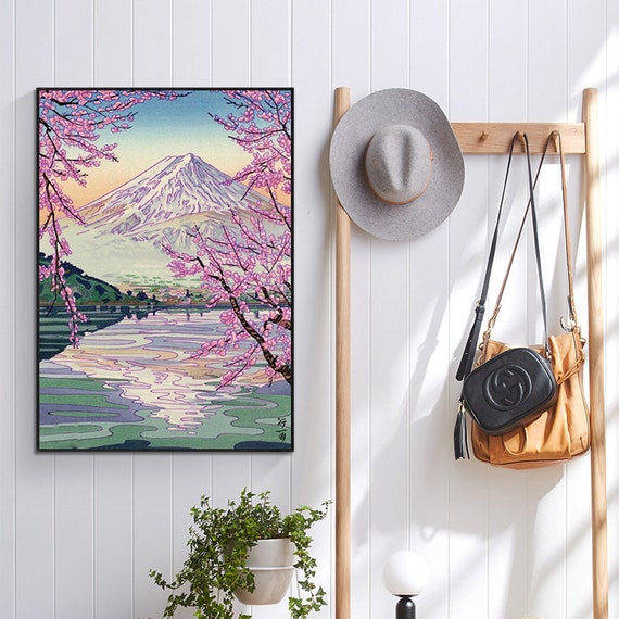 Mount Fuji aan de Kawaguchi-rivier door Okada Koichi, - Vintage
