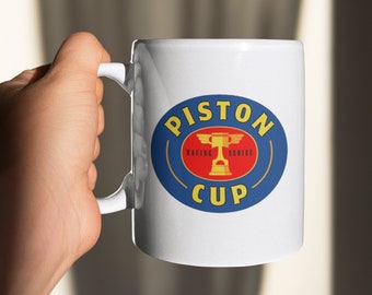 Piston Cup Ceramic Mug - Cars Trophy Coffee Cup - High-Octane Morning Brew Mug - 11oz
