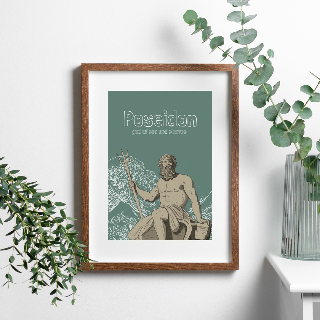 Printable Poseidon God of Sea and Storms Illustration Art - Etsy