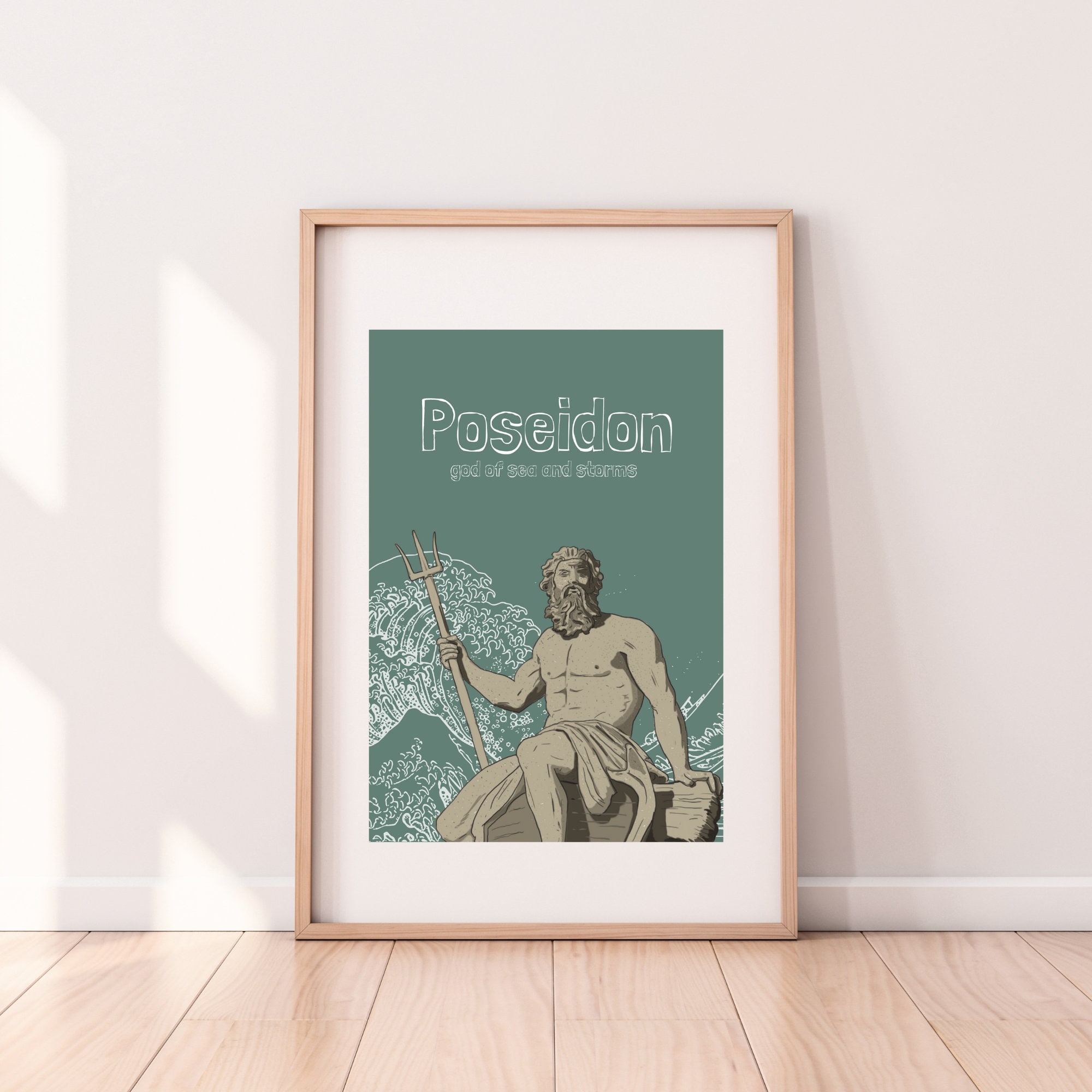 Printable Poseidon God of Sea and Storms Illustration Art - Etsy