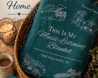 The Villages Florida Fleece Blanket, Cozy Sherpa Throw, Home Decor, Retirement Gift