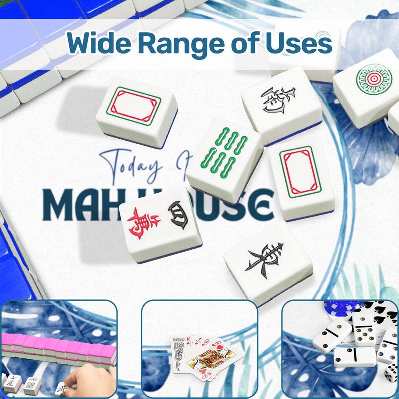 Coastal Mahjong Mat – Blue Palm Hibiscus Tabletop – Today It’s Mah House Game image 8