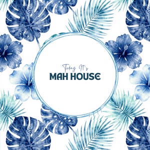 Coastal Mahjong Mat – Blue Palm Hibiscus Tabletop – Today It’s Mah House Game image 9