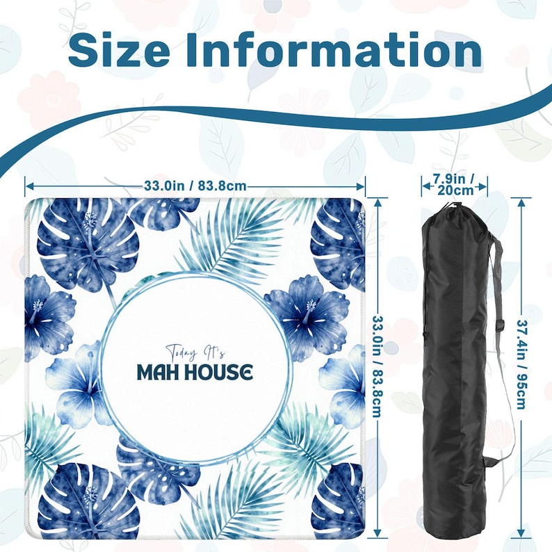 Coastal Mahjong Mat – Blue Palm Hibiscus Tabletop – Today It’s Mah House Game image 6