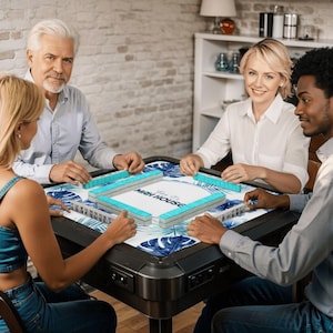 Coastal Mahjong Mat – Blue Palm Hibiscus Tabletop – Today It’s Mah House Game image 10
