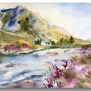 Scotland Painting Glen Coe Print Large Art Print Scottish Highlands Landscape Heater Watercolor