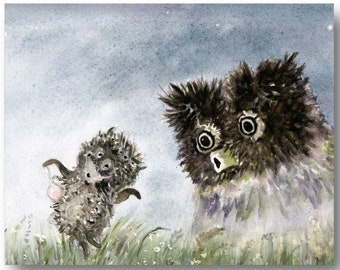 Hedgehog in the Fog Art Print Hedgehog Owl Painting Yozhik v Tumane Wall Art