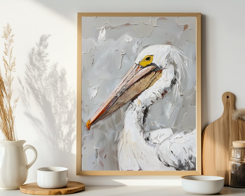 American White Pelican Print From an Original Impasto Oil Painting imagem 6