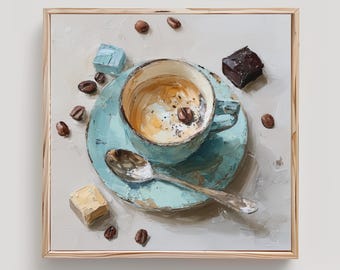Cappuccino Art Coffee Bar Decor Coffee Print From an Original Impasto Oil Painting