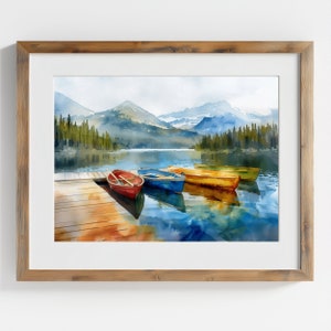 Bear Lake Painting Mountain Lake With Colorful Boats Wall Art Colorado ...