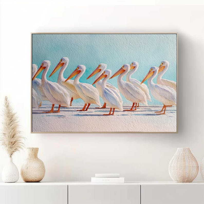 American White Pelican Art Minimalist Bird Painting Print Watercolor - Etsy