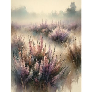 Scottish Landscape Heather Painting Print Moorlands Art Scotland Gift