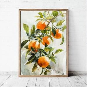 Orange Tree Art Citron Painting Print Orange Fine Art Print Kitchen Wall Decor Citrus Watercolor Poster