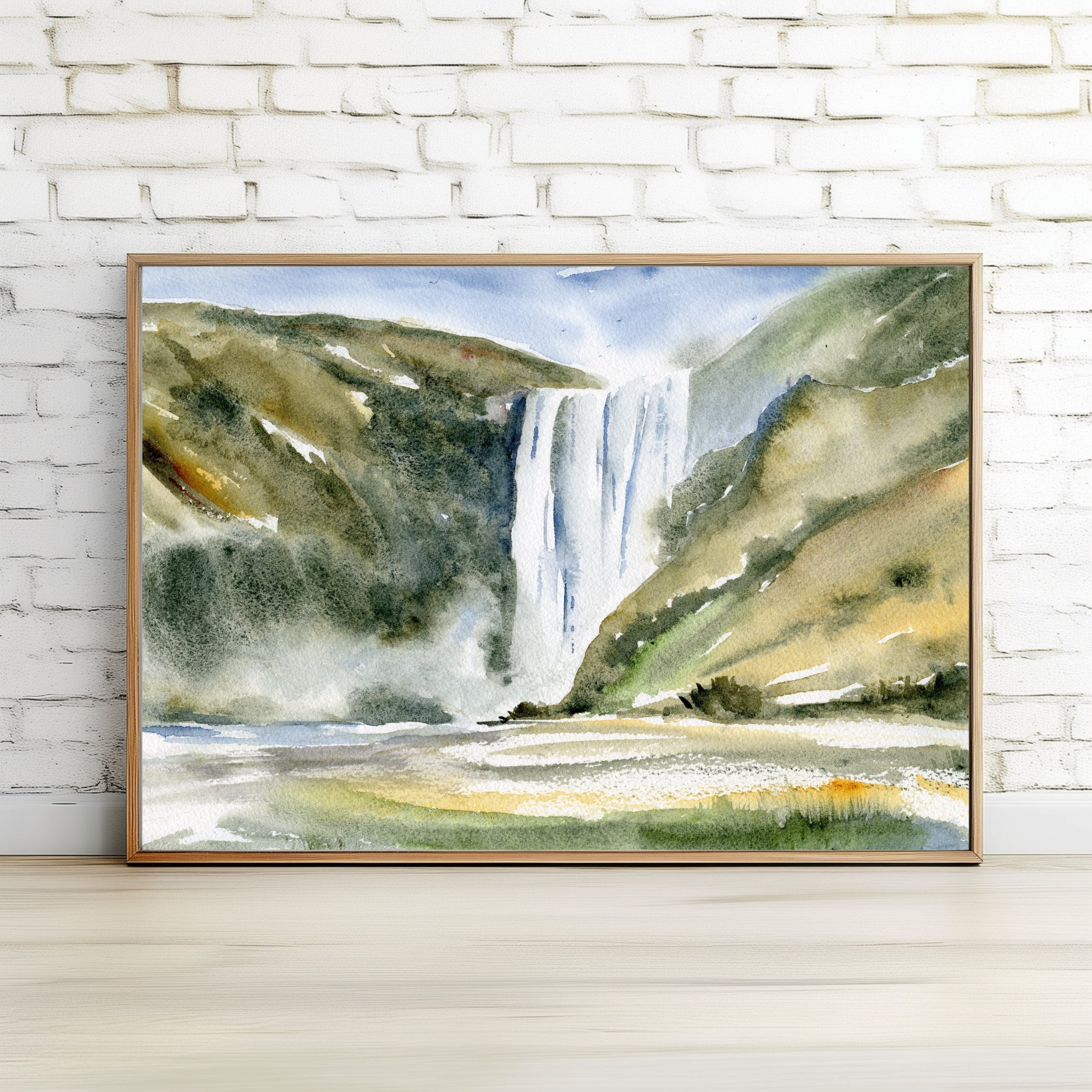絵画 Mountain waterfall Shumu Fu, Mountain Landscape with Waterfall (52), Oil on