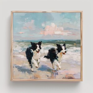 Border Collie Art Dog on Beach Print From an Original Impasto image 4