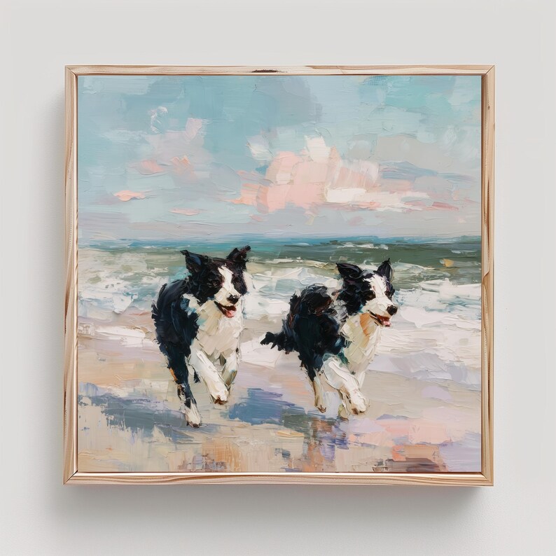 Border Collie Art Dog on Beach Print From an Original Impasto image 4