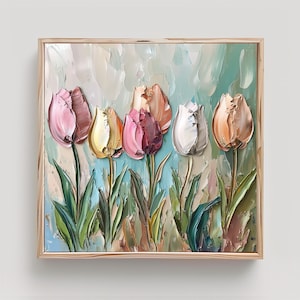 Tulip Painting Spring Flowers Print From an Original Impasto Oil Painting image 1