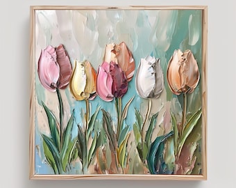 Tulip Painting Spring Flowers Print From an Original Impasto Oil Painting