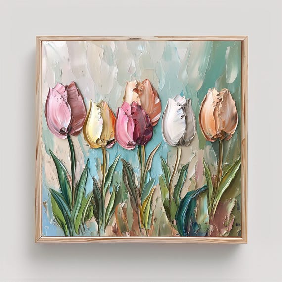 Tulip Painting Spring Flowers Print From an Original Impasto Oil Painting