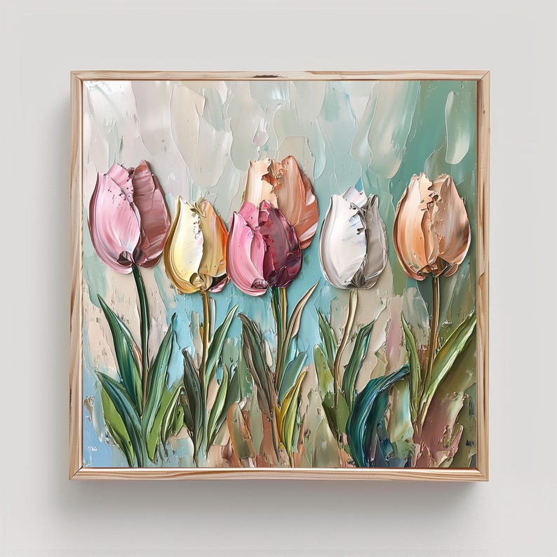 Tulip Painting Spring Flowers Print From an Original Impasto Oil Painting image 1