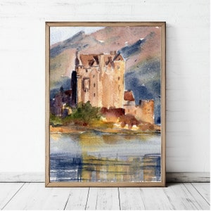 Eilean Donan Painting Scottish Castle Fine Art Print Watercolor