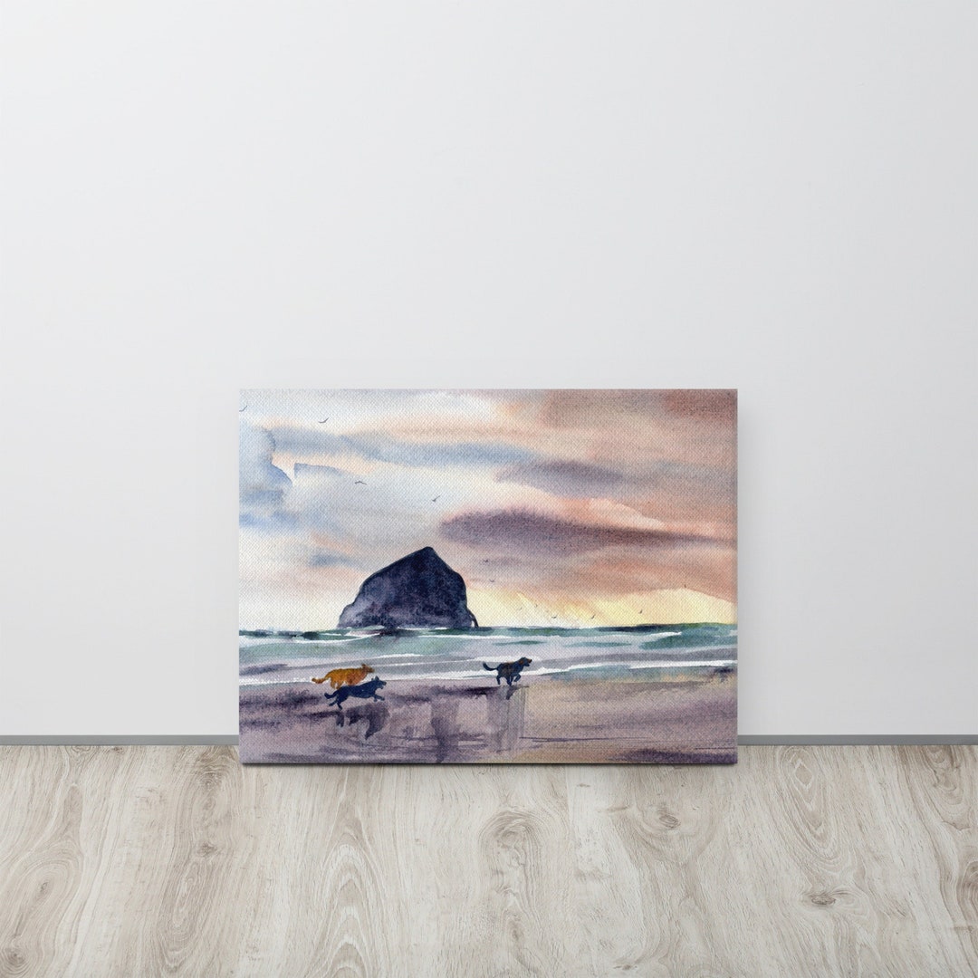 Cannon Beach Painting Print on Canvas Oregon Coast Fine Art Haystack