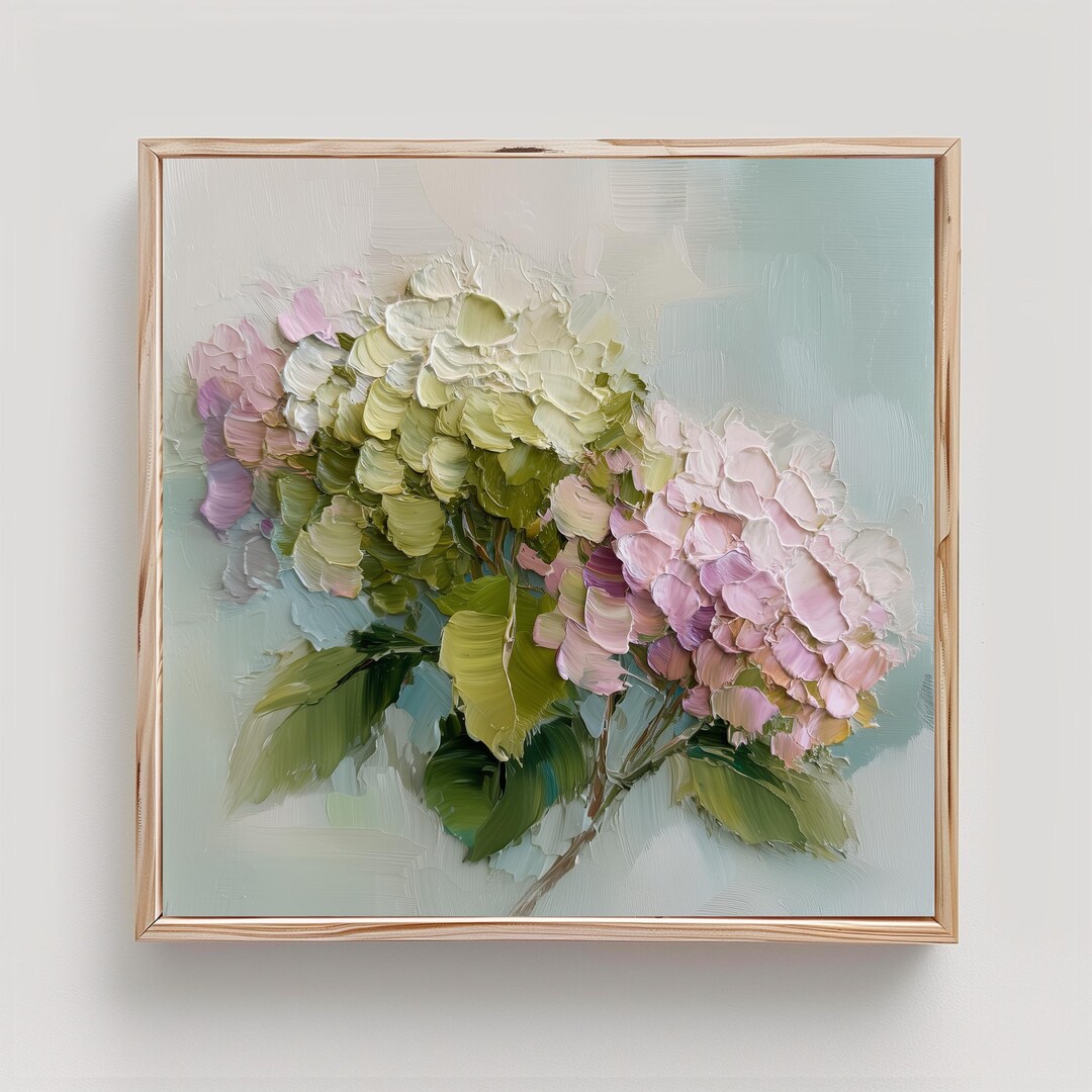 Hydrangea Art Soft Pink Flowers Print From an Original Impasto Oil ...