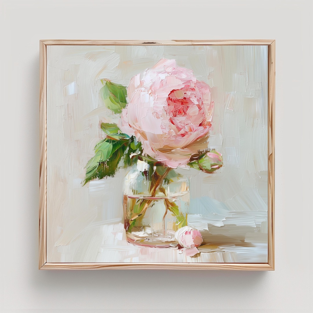 Peony Painting Print: Pink Flower Impasto Oil Wall Art - Etsy