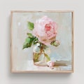 Peony Painting Print: Pink Flower Impasto Oil Wall Art