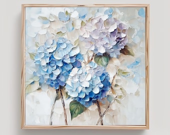 Hydrangea Art Blue Flower Print From an Original Impasto Oil Painting