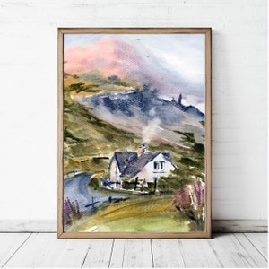 Scotland Painting Isle of Skye Art Large PRINT Old Man of Storr Landscape Cottage Scottish