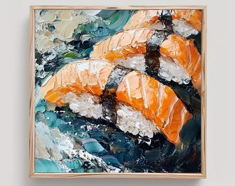 Nigiri Sushi Painting Japanese Food Print From an Original Impasto Oil Painting