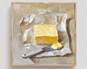 Butter Art Neutral Kitchen Print From an Original Impasto Oil Painting