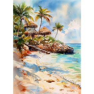 Riviera Maya Art Mexico Travel Print Riviera Maya Painting Print Mexico Watercolor Poster