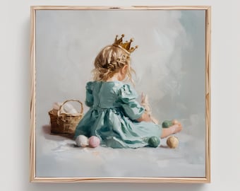 Blonde Girl with Crown Print From an Original Impasto
