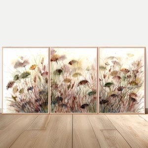 Scottish Thistle Watercolor Print Set 3: Floral Dragonfly Fine Art