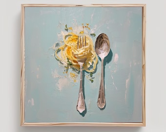 Pintura de pasta Impresión de espaguetis a partir de una pintura al óleo de impasto original