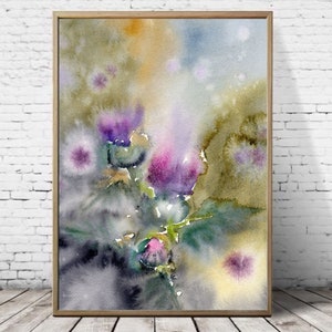 Scotland Painting Thistle Art PRINT Scottish Thistle Wall Art