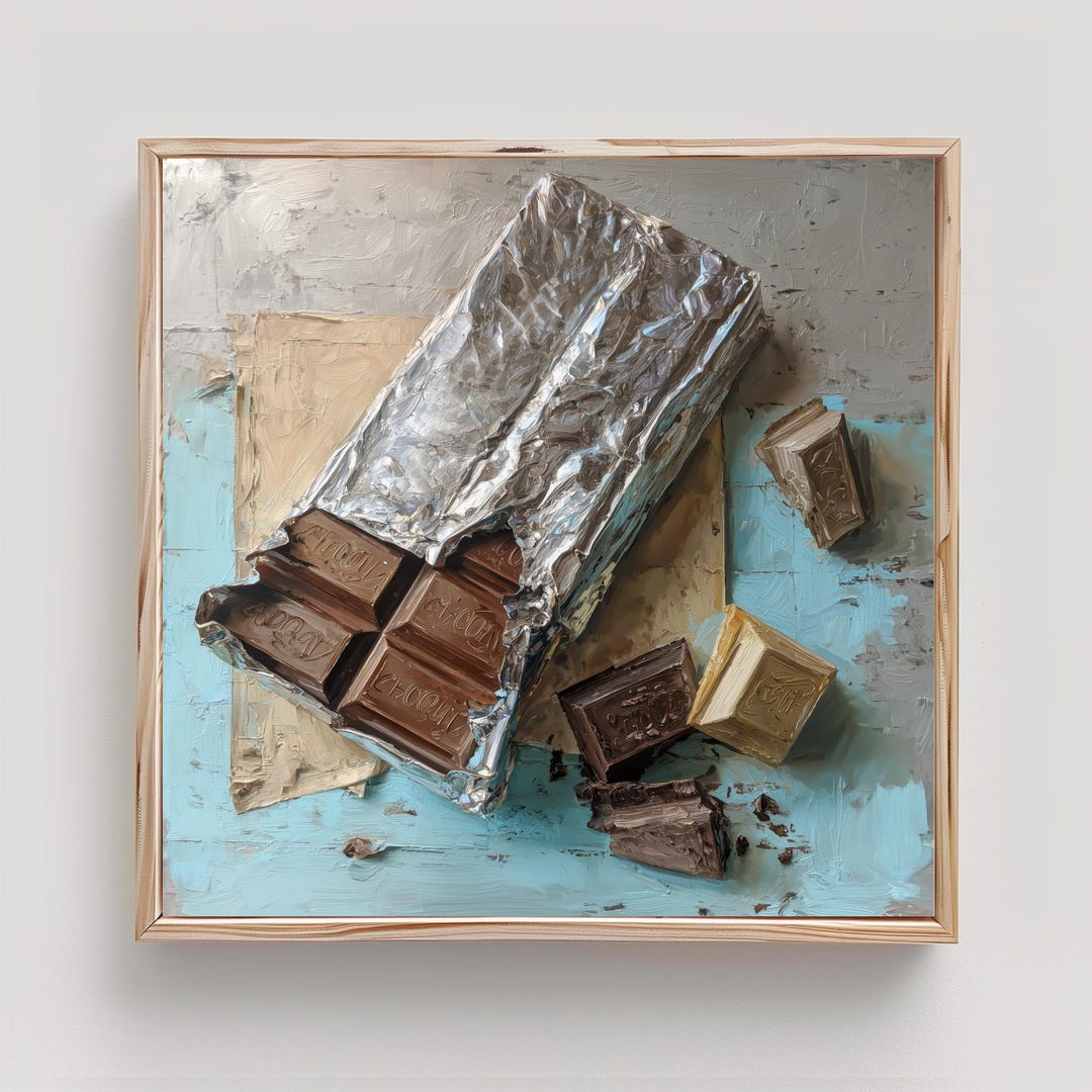 Chocolate Bar Painting Dark Chocolate Print From an Original Impasto - Etsy