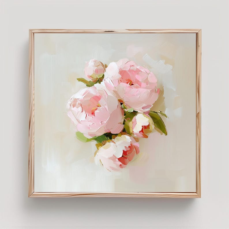 Peony Art Light Pink Flower Print From an Original Impasto Oil Painting ...